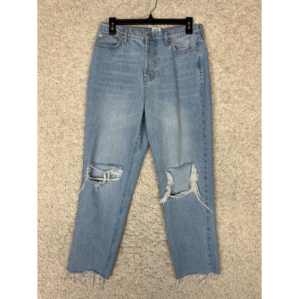 BDG Jeans Womens‎ 29 Blue Slim Straight Denim Distressed Holes Light Wash Button